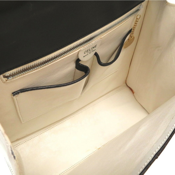 Celine Striped Bicolor Handbag Leather Black White - Picture 6 of 10